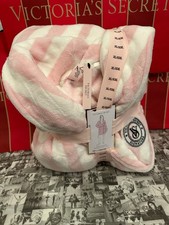 NWT Victoria's Secret Short Cozy Plush Robe ICONIC Pink Striped XL / XXL