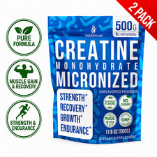 2 Pack Creatine Monohydrate Powder for Muscles Gain & Recovery Micronized 2.2 LB