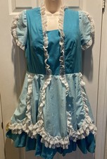 Vtg Square Dance Dress - Agua/Gingham w/Lace, Layered - No Size Tag- Medium 