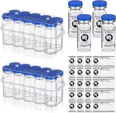 20 Pcs 10ml Sealed Sterile Empty Vials with Self Healing transparent 