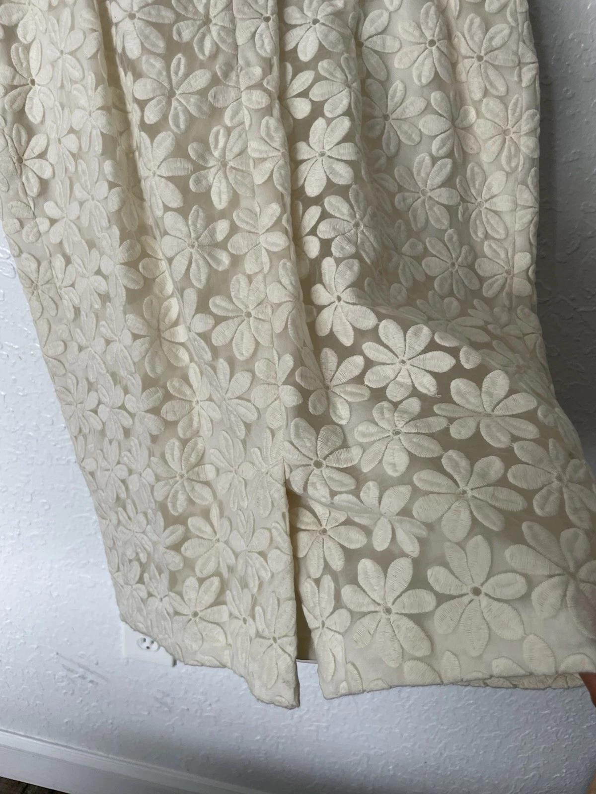 OFF WHITE Abito tubino M bianco sporco margherita pizzo taglia 8 nuovo con etichetta