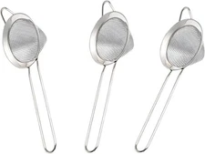 3-Piece Stainless Steel Fine Mesh Strainer Set - Conical Tea & Silver 