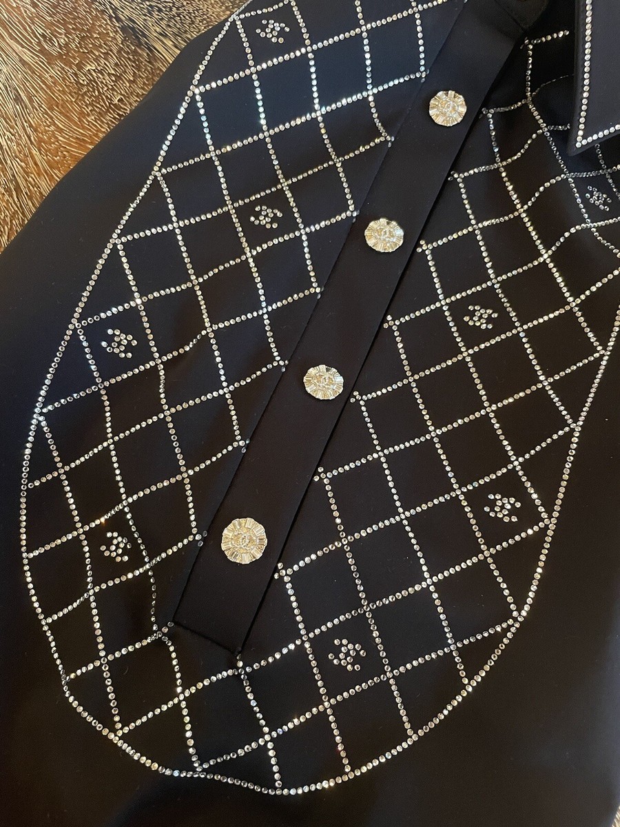 Chanel 23C Black Crystal Collar CC Logo One Piece Swimsuit Chanel 23C Black Crystal Collar CC Logo One Piece Swimsuit