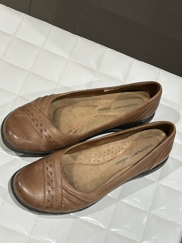 Rockport Women's Size 8 Brown Leather Tru365 Comfort Flats 1" Wedge Heel - Picture 8 of 9