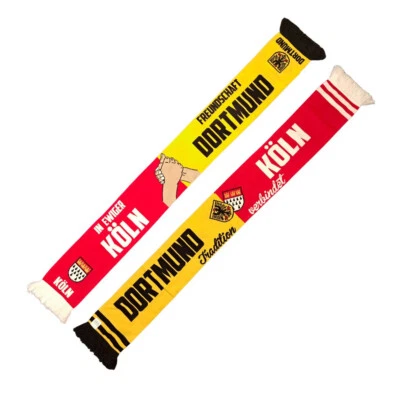 MARKENLOS Elastico-Schal KÖLN+DORTMUND - Freundschaft, Fußball, **VERSAND GRATIS**