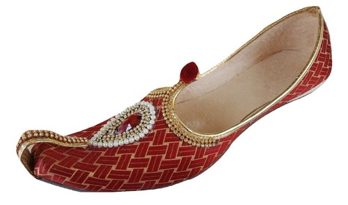 Aura Mens flat jutti Indian Khussa mojari wedding ethnic shoes US size 8-12 - Picture 5 of 7