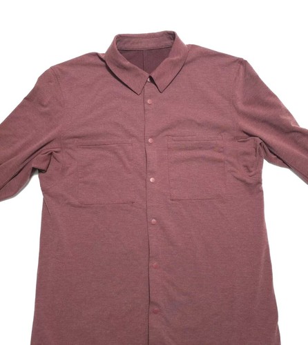 Lululemon Mens Medium Red Compatibility Button Snap Shirt Athleisure Performance - Picture 2 of 20