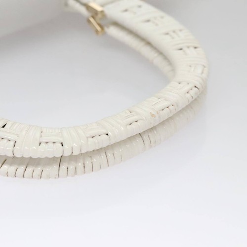 Salvatore Ferragamo Gancini Hand Bag Wicker White Auth 111468 - Picture 8 of 24