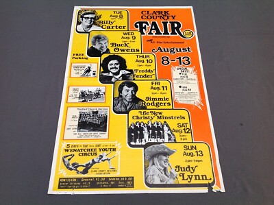 1970's Clark County Fair Billy Carter, Freddy Fender, Judy Lynn...Poster