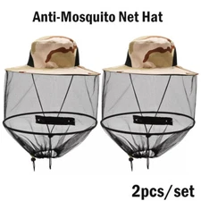 2PC Anti-Mosquito Bug Bee Insect Head Net Hat Cap Sun Protect for Fishing Camp S