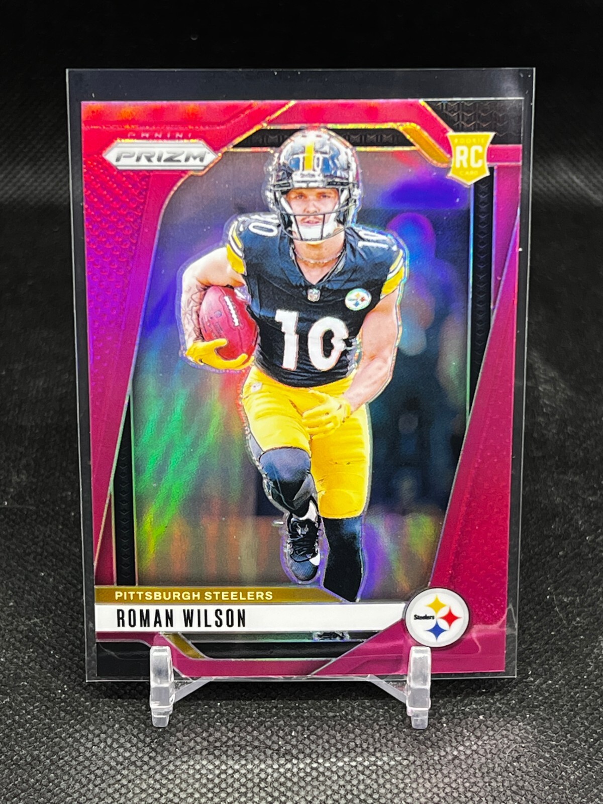 2024 Panini Prizm Football Pink Prizm Roman Wilson #384 RC