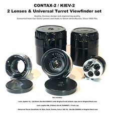 KIEV-2  CONTAX-2. 2 Jupiter RF mount Lenses  Universal Turret Viewfinder set