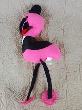 CLOUD 9 VINTAGE Flamingo Pink  Black w, Red Bow Tie PLUSH TOY EUC 15"