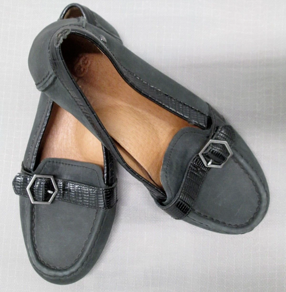 Mocassini scarpe Ugg donna 5 5 neri in pelle scarpe basse Gwyneth mocassini comodi