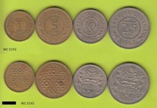 Guyana 1, 5, 10, 25 Cents 1967 Coins