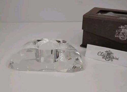 OLEG CASSINI Crystal Tea Light Votive Signed Faceted Curve Candle Holder - Picture 14 of 19