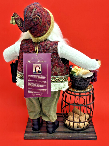 Karen Didion Wine Barrel Cork Collector Santa Claus Figure Christmas Decor NWT - Picture 8 of 12