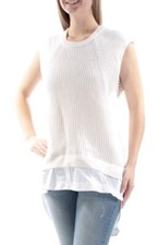 DKNY 298 Womens New 1022 Ivory Jewel Neck Cap Sleeve Tiered Sweater M B B