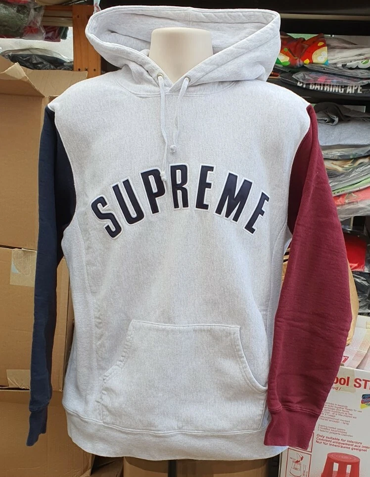 FW16 Supreme Color Blocked Arc Logo Hooded Sweatshirt Size XL hoodie grey Rare