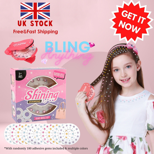 360PCS Magic Hair Gems Shining Blinger Diamond Stapler Set Girls Glam