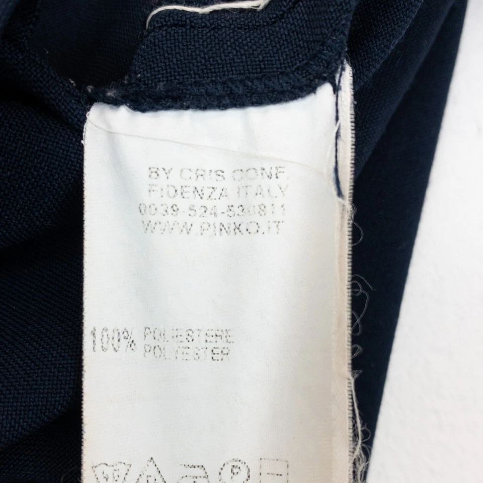 Pantalón PINKO Azul Marino Blanco Puntada en Contraste Pierna Cónica Plisada - Talla 10 Foto 4 de 4