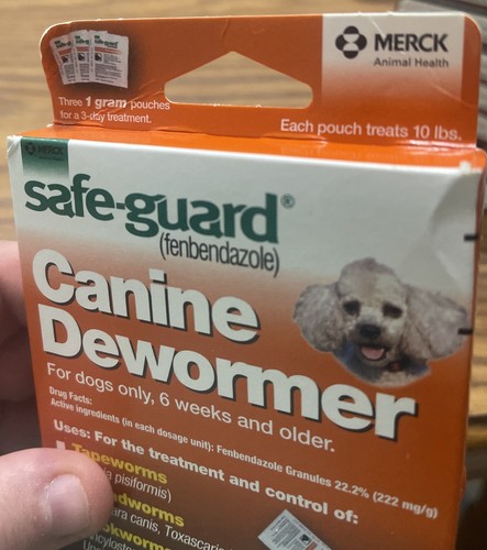 MERCK Safe-Guard Canine Dewormer Three 1g Powder Pouches 10+ LBS Dog  EXP: 11/25 - Picture 5 of 12