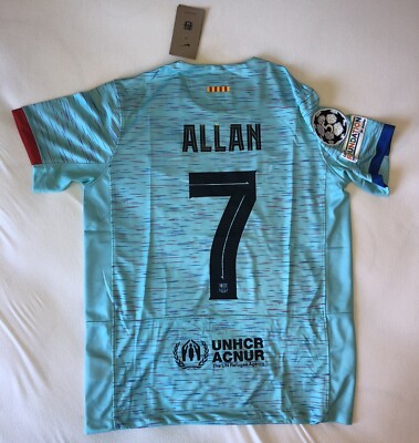 NWT FC Barcelona #7 Allan Jersey Players Version Size Medium