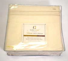 Clara Clark Deluxe Sheet Set Premier 1800 Collection King Cream 100% Microfiber
