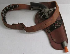 Vintage Hubley Diecast Remington 36 Cap Gun Toy With Vintage Texas Kid Holster 