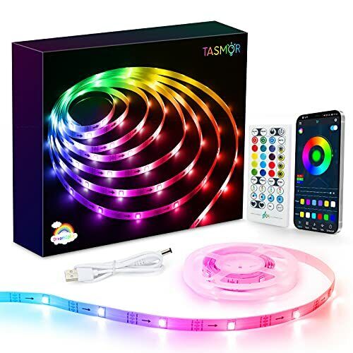TASMOR Luces LED USB 5M, Tiras LED RGB+IC 16 millones de Colores,...