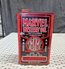 Vintage Marvel Mystery Oil 1 Quart Empty Can Lubrication