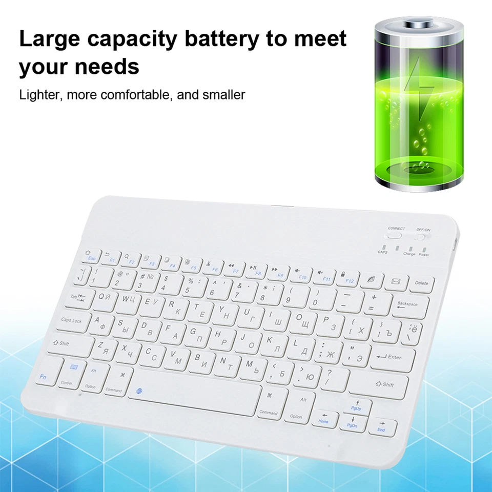 (10 Inch Russian) USB Keyboard White Multi-Lingual Wireless - Image 3 of 4