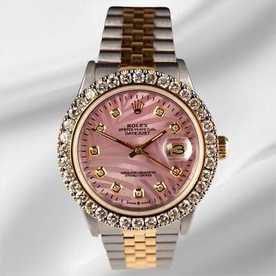 Rolex Datejust 36mm Yg / Stahl 2.50ct Diamanten Pink Palm Ziffernblatt