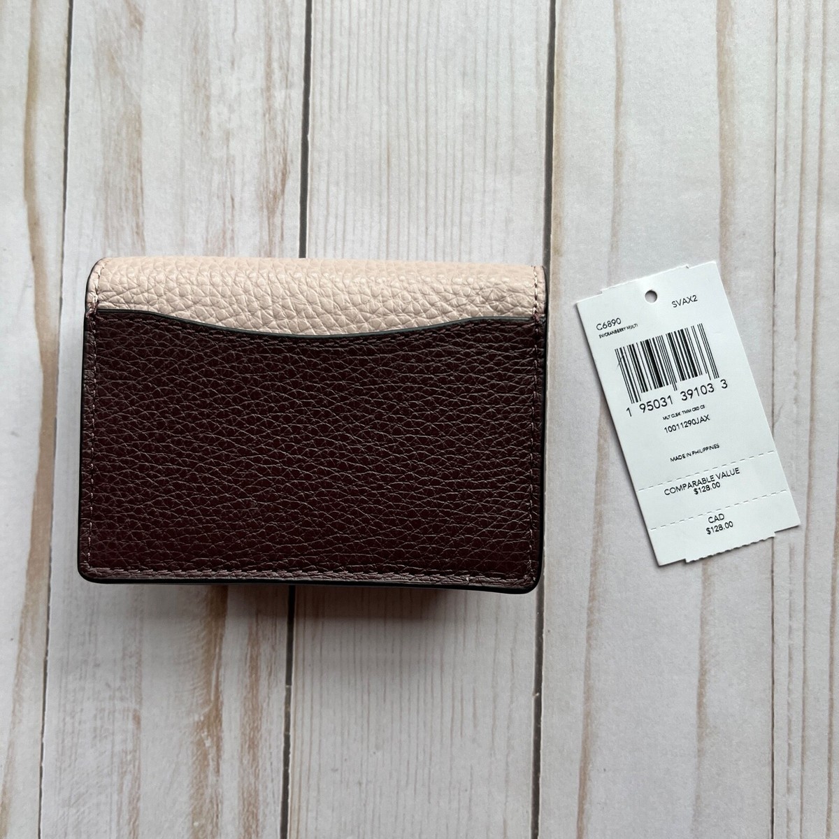 COACH / ケース/レザー/CRM/レディース/1104 COACH Women's Leather Tammie Card Case In Colorblock Cranberry