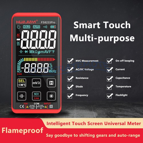 FS8233 PRO Multimetro Digitale Touch LCD DC/AC Tensione Corrente Ohm HZ Temp Meter- - Foto 1 di 23