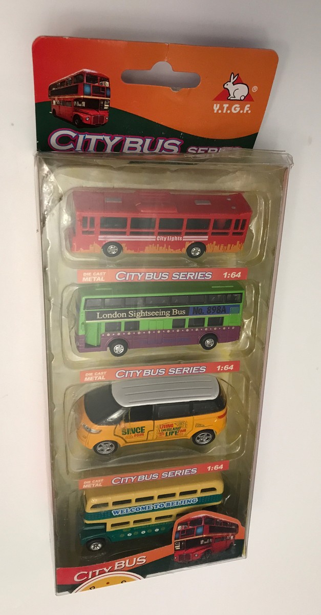 Y.T.G.F. City Bus Series Die Cast Metal Buses 4 Set Corper Toys