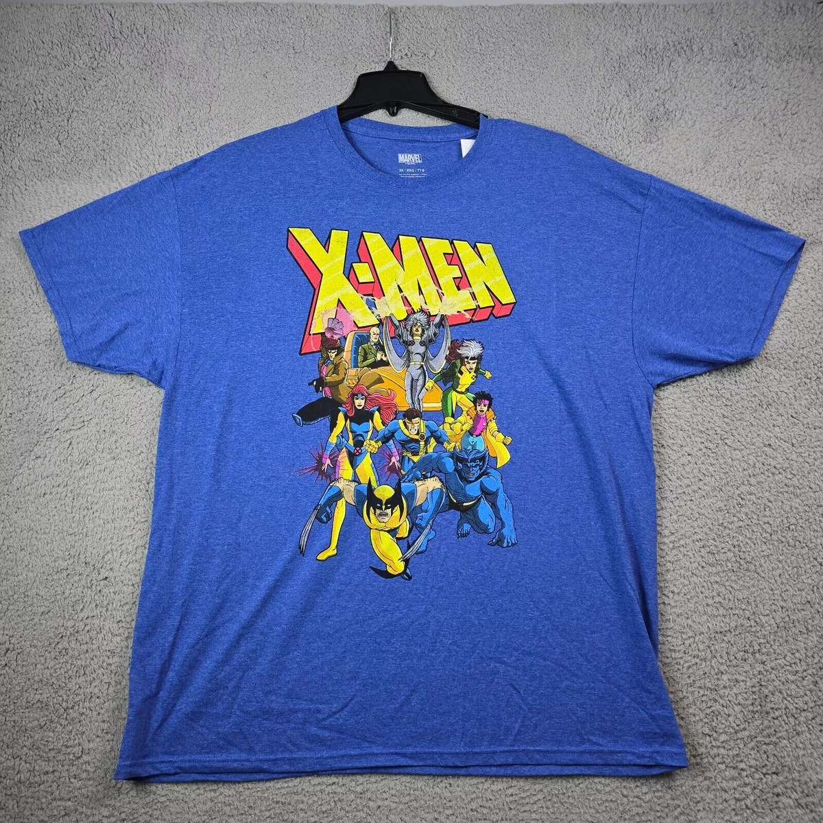 X-MEN 90s SHIRT Mens BLUE 2XL XXL ANIMATED SERIES WOLVERINE
