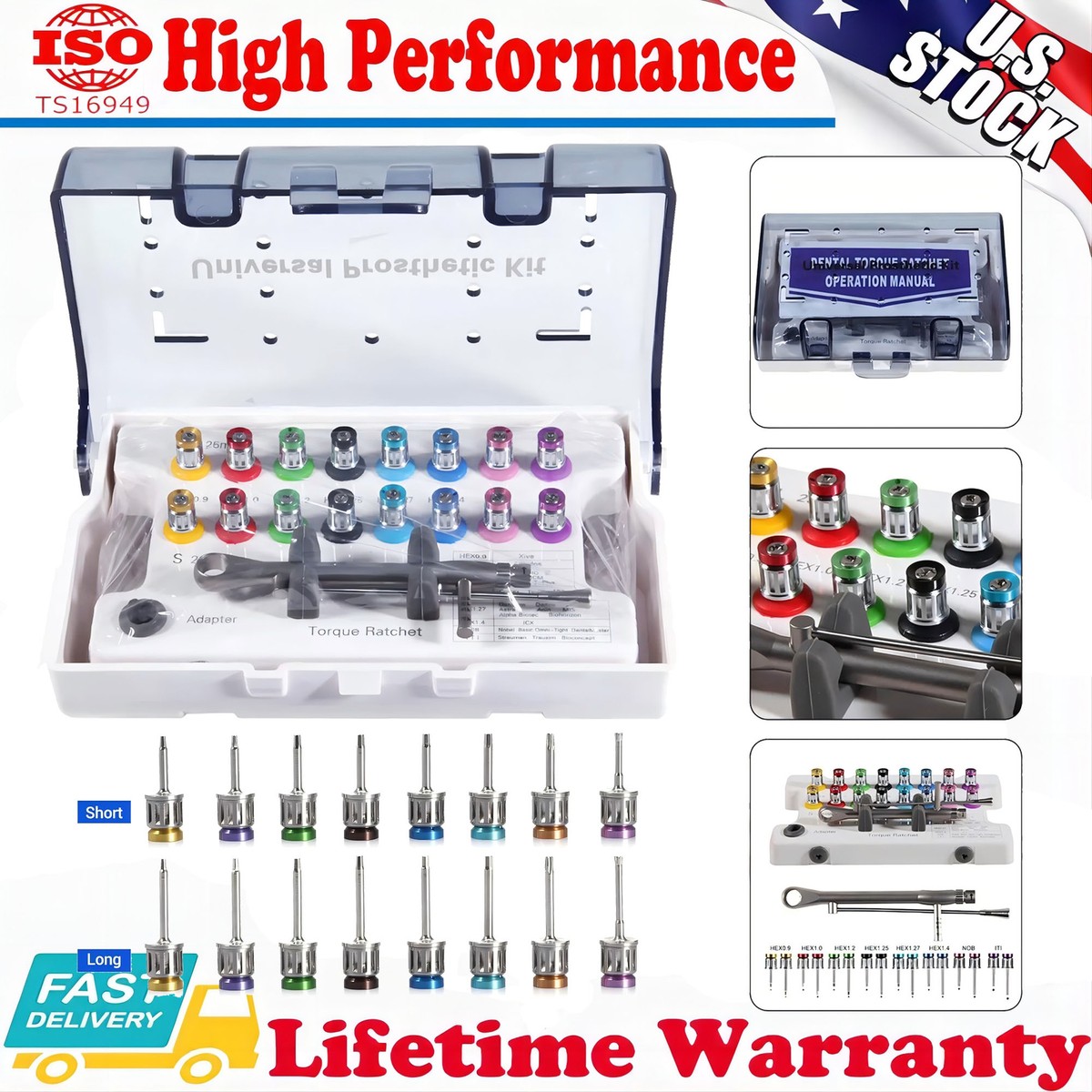 Implant Drivers Kit Torque Wrench Hand Screwdriver Hex 0.9