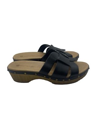 Eric Michael Nash Women's Sz 39 Sandal Slide Wedge Platform Leather Studded Shoe