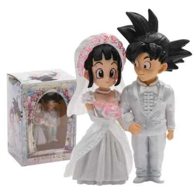 LOT 2 FIGURINES CHICHI GOKU 8 cm Dragon Ball DBZ duo mariés déco Mariage + boite
