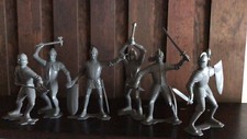 MARX TOYS RECAST 6" MEDIEVAL KNIGHTS REISSUE-SILVER-6 FIGURES