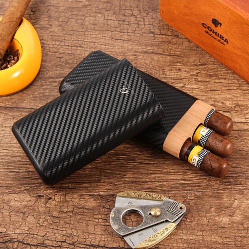 Galiner 3 Cigar Holder Portable Leather Travel Humidor Box Cigar Case Gift Box - Picture 4 of 9