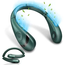 Portable USB Rechargeable Neckband Lazy Neck Hanging Dual Cooling Mini Fan USA