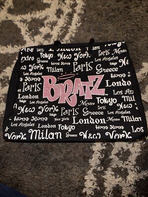 BRATZ World Tour Travel Black Cities Text Carrying Case Bag For Dolls 2003