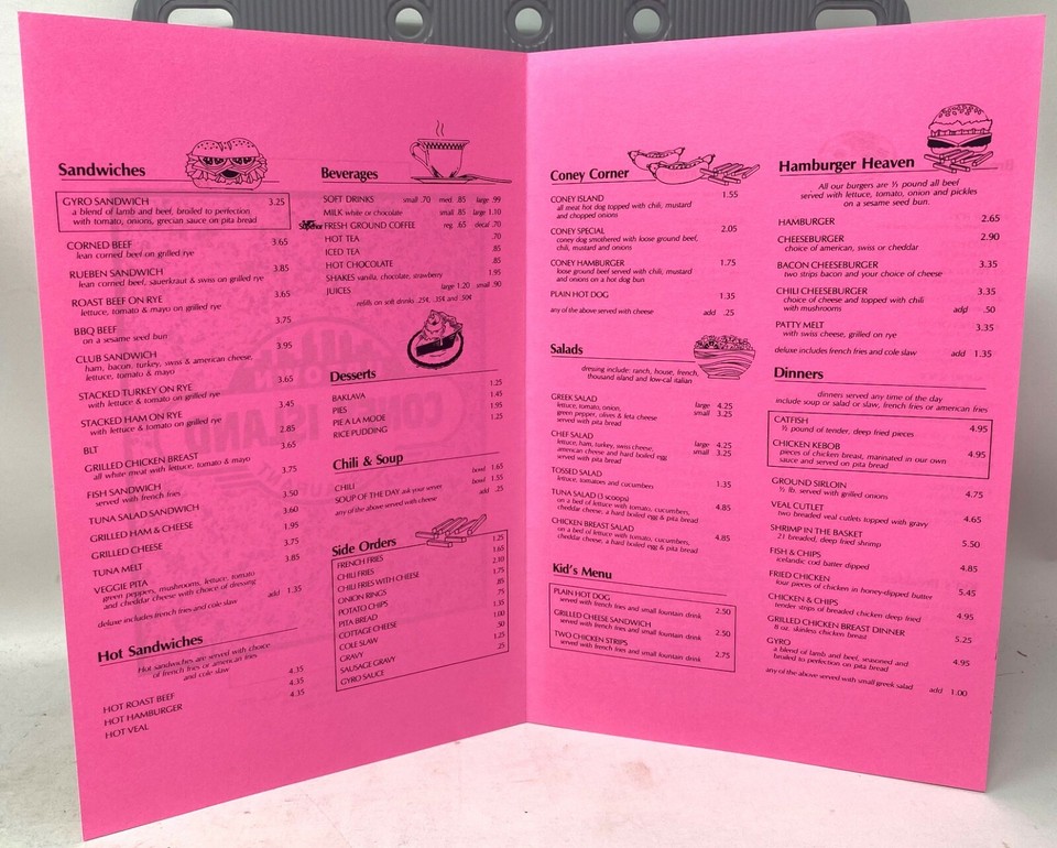 1990s Uptown Coney Island Restaurant Menu Jackson Road Ann Arbor MI 3