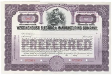 Westinghouse Electric & Manufacturing Company. Stock Certificate.