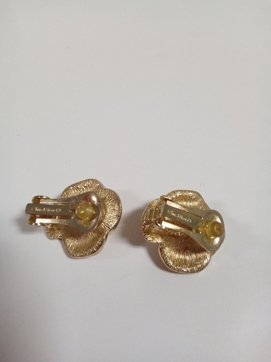 dior ヴィンテージ ピアス Vintage 80's Christian Dior Flower Pearl Center Crystal