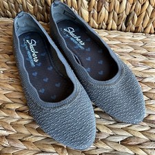 SKECHERS Cleo Dots Air-Cooled Memory Foam Slip-on Ballet Flat 6.5 Grey 48897