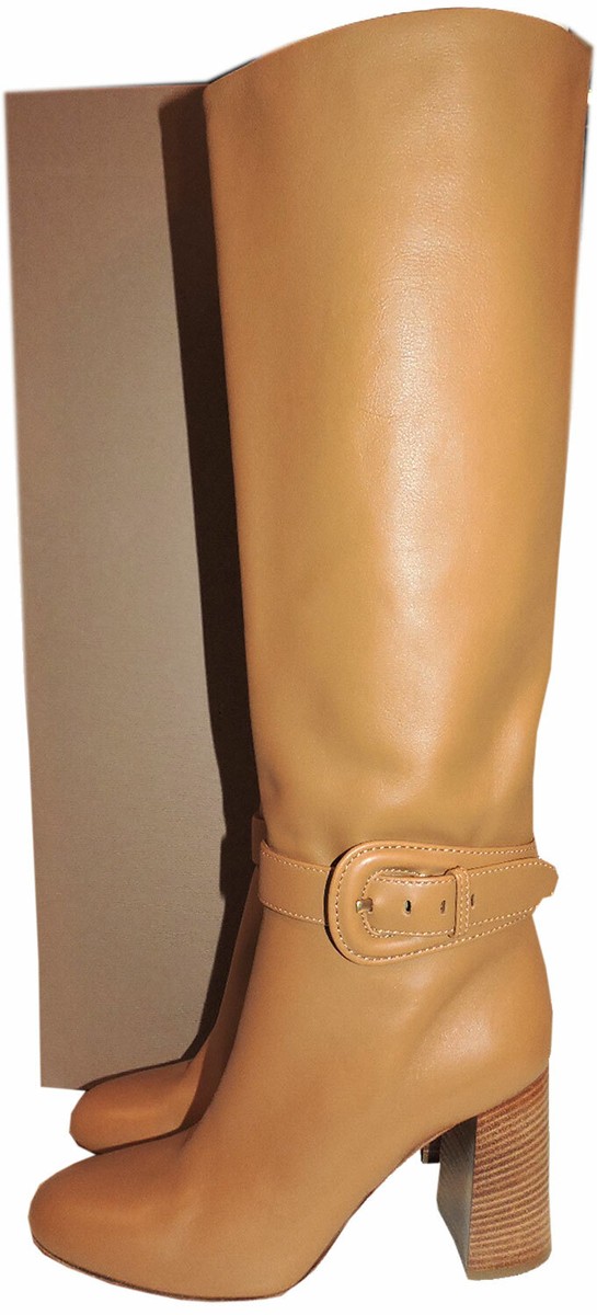 GIANVITO ROSSI ブーツ37 ベージュDeuxieme Classe Gianvito Rossi Boots Knee High Block Heel Booties Buckle Shoes 40