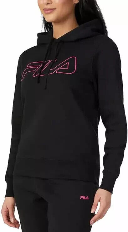 NUOVO FILA Pullover donna peso medio pile logo felpa con cappuccio (Meduim)